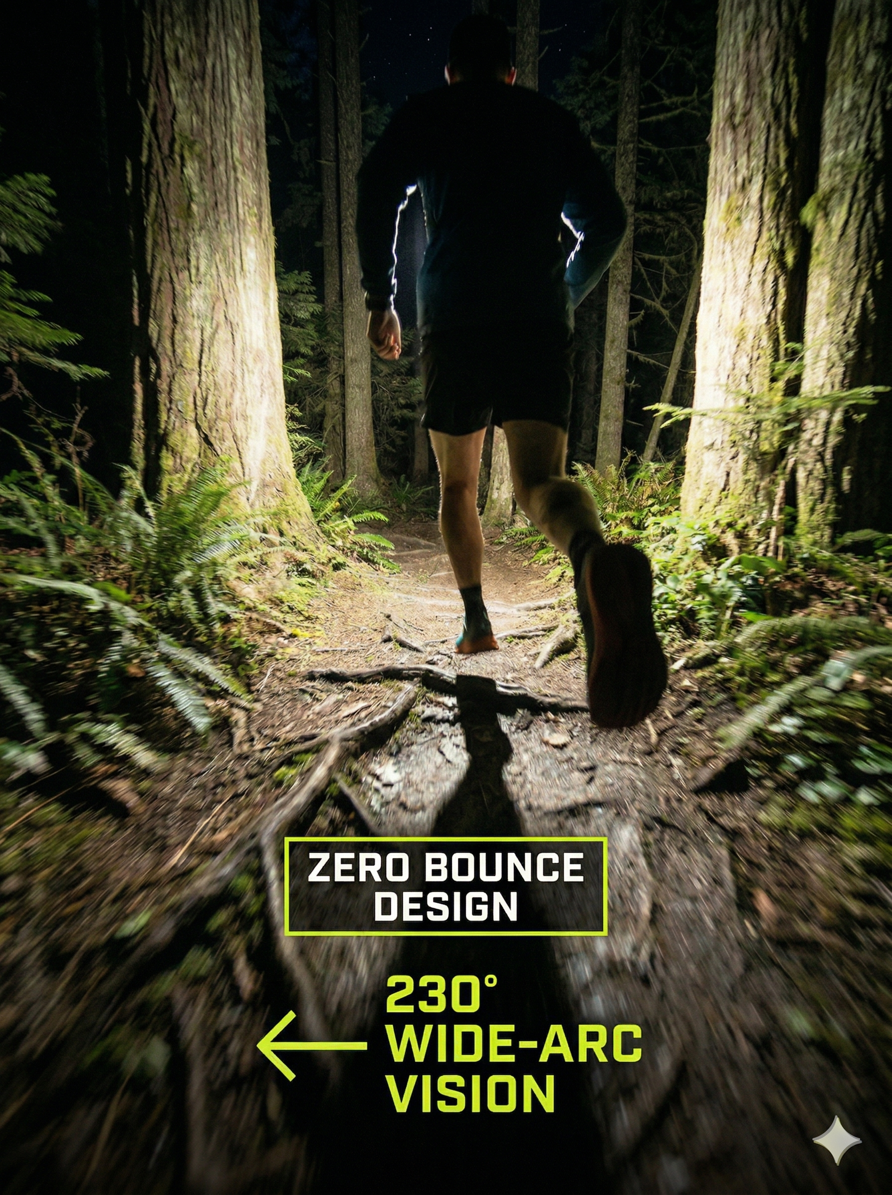 Beamfort Pro COB Headlamp 230° wide-arc vision zero bounce design – best camping headlamp for trail running and outdoor night hiking